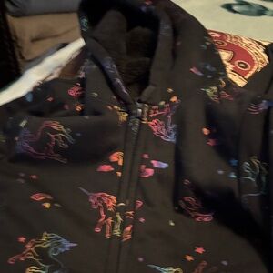 Wonder Nation Black Jacket with Colorful Unicorn Print